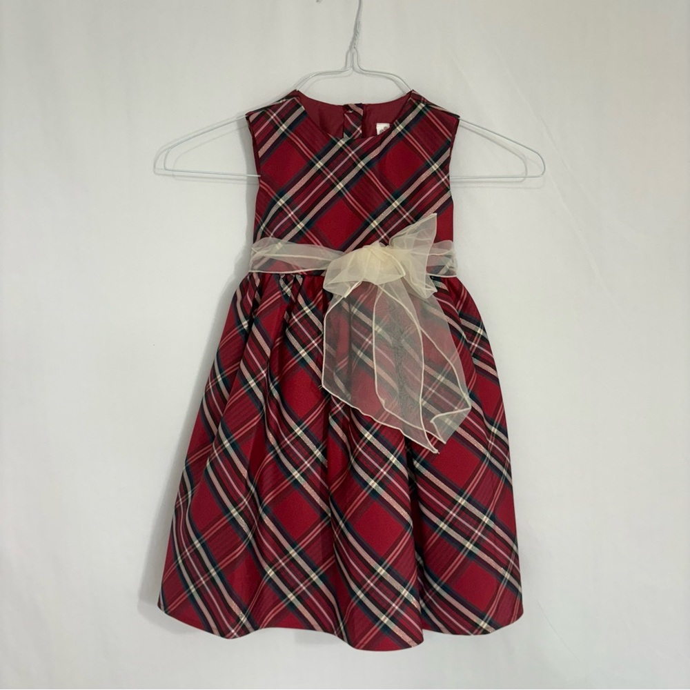Cherokee Girls' Sleeveless Holiday Dress Red Plaid Size 4
